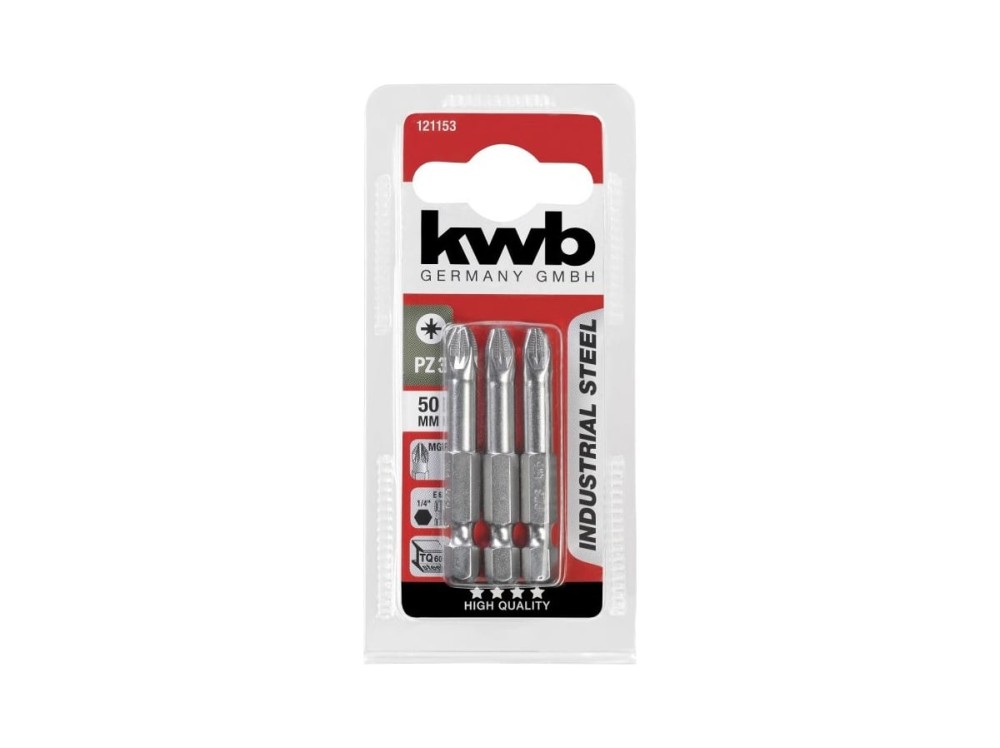 Бита (3 шт, 50 мм) KWB INDUSTRY PZ3 121153