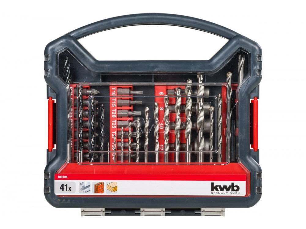 Набор бит, сверл, головок (41 предмет, кейс) KWB 109104