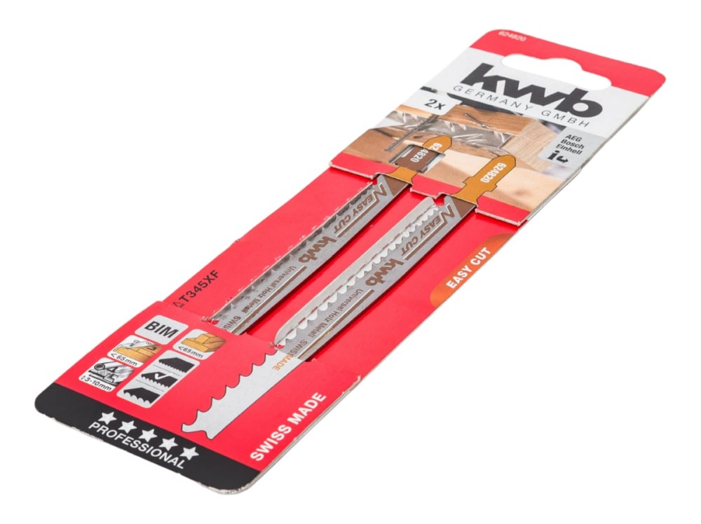 Пилки для лобзика по дереву и металлу Easy Cut (2 шт) KWB BiM T345XF S20 624820