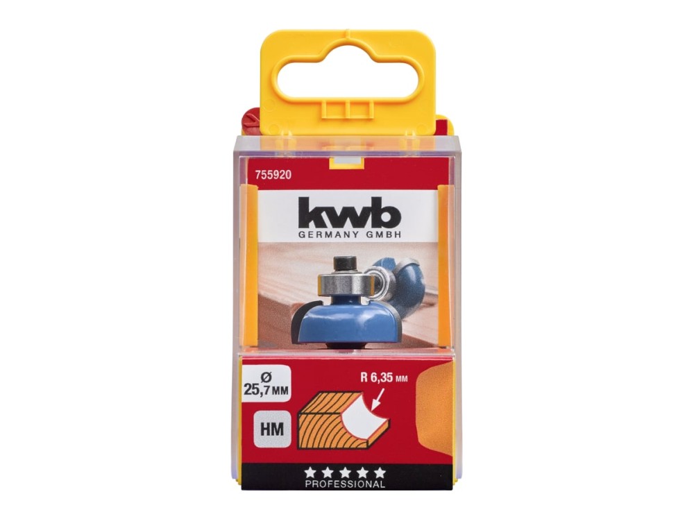 Фреза фигурная с подшипником (R 6,35 мм, 25,7 мм, хв. 8 мм) KWB HM 755920