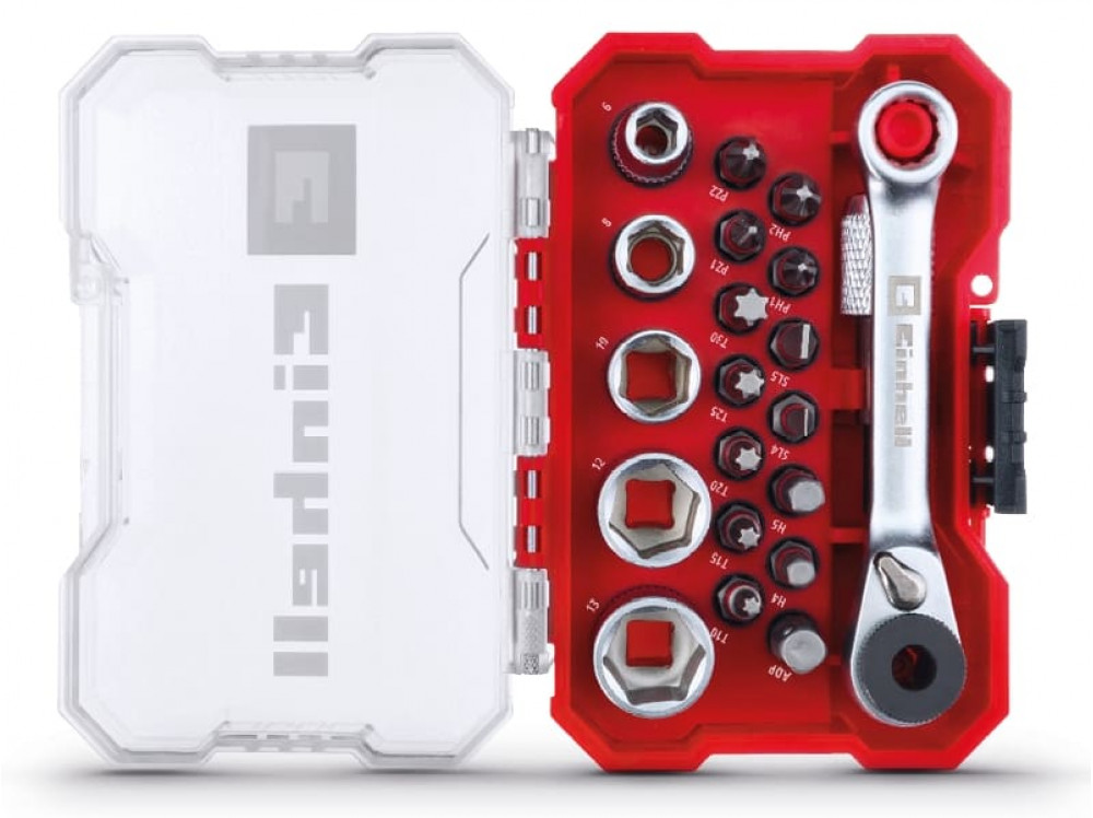 Набор бит и головок Einhell 21 предмет,битодержатель,ключ реверсивный,XS-Case Набор бит и головок Einhell 21 предмет,битодержатель,ключ реверсивный,XS-Case