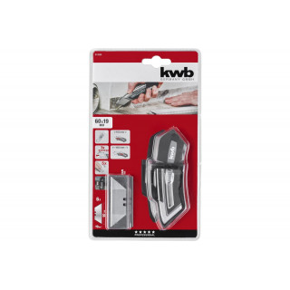 Нож (изогнутая рукоятка, трапециевидные лезвия 60х19мм, крепление на ремень) KWB 13200