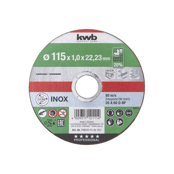 Диск отрезной по металлу (115х1х22.2 мм) KWB Energy Saving 712111